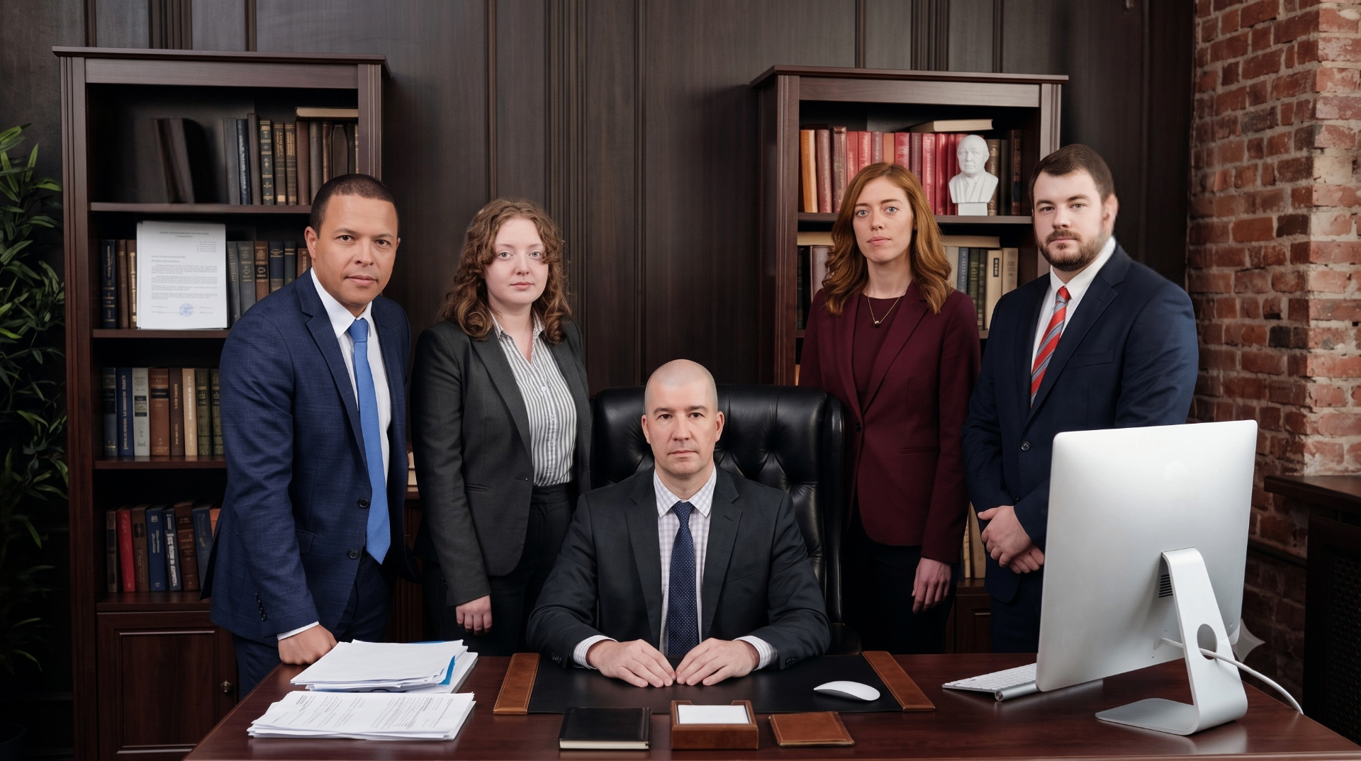 Equipo de abogados de Ortiz & Moeslinger, P.C. en su oficina de Boston
